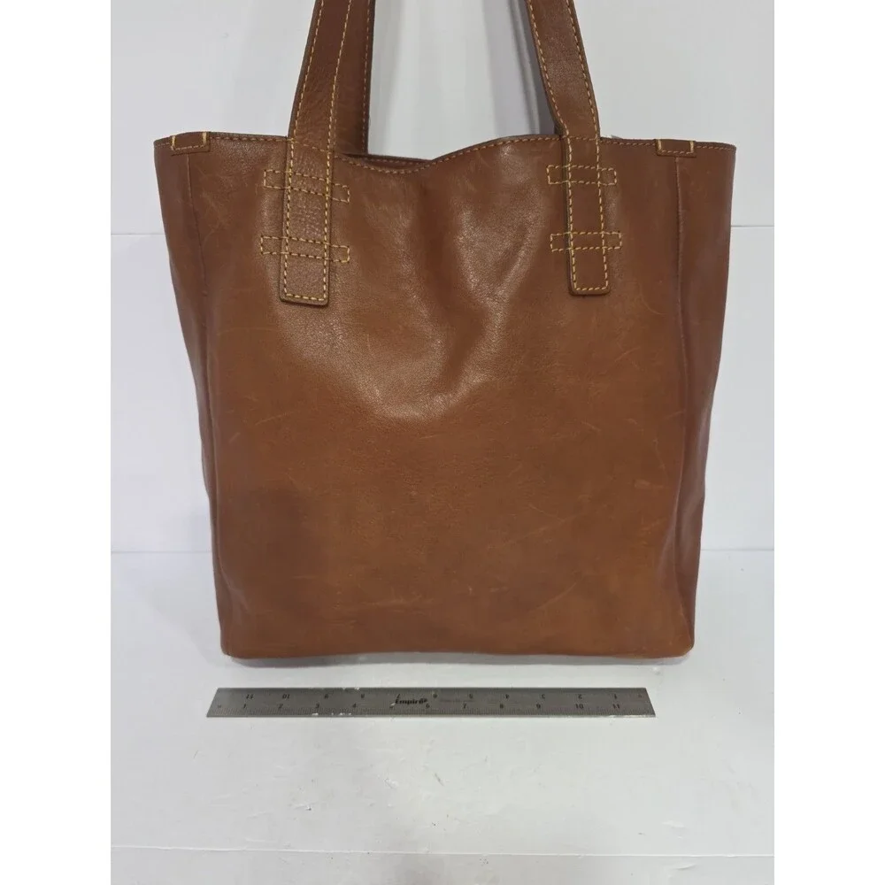 Frye Mindy Brown Leather Tote Bag XL with Pockets X6202 Casual Travel Bag
